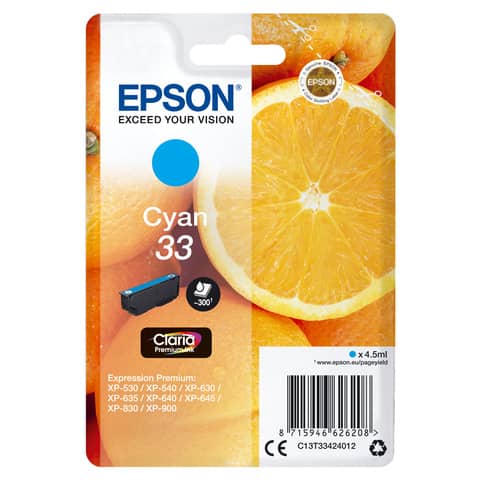 Cartuccia inkjet Arance T33 Epson ciano C13T33424012